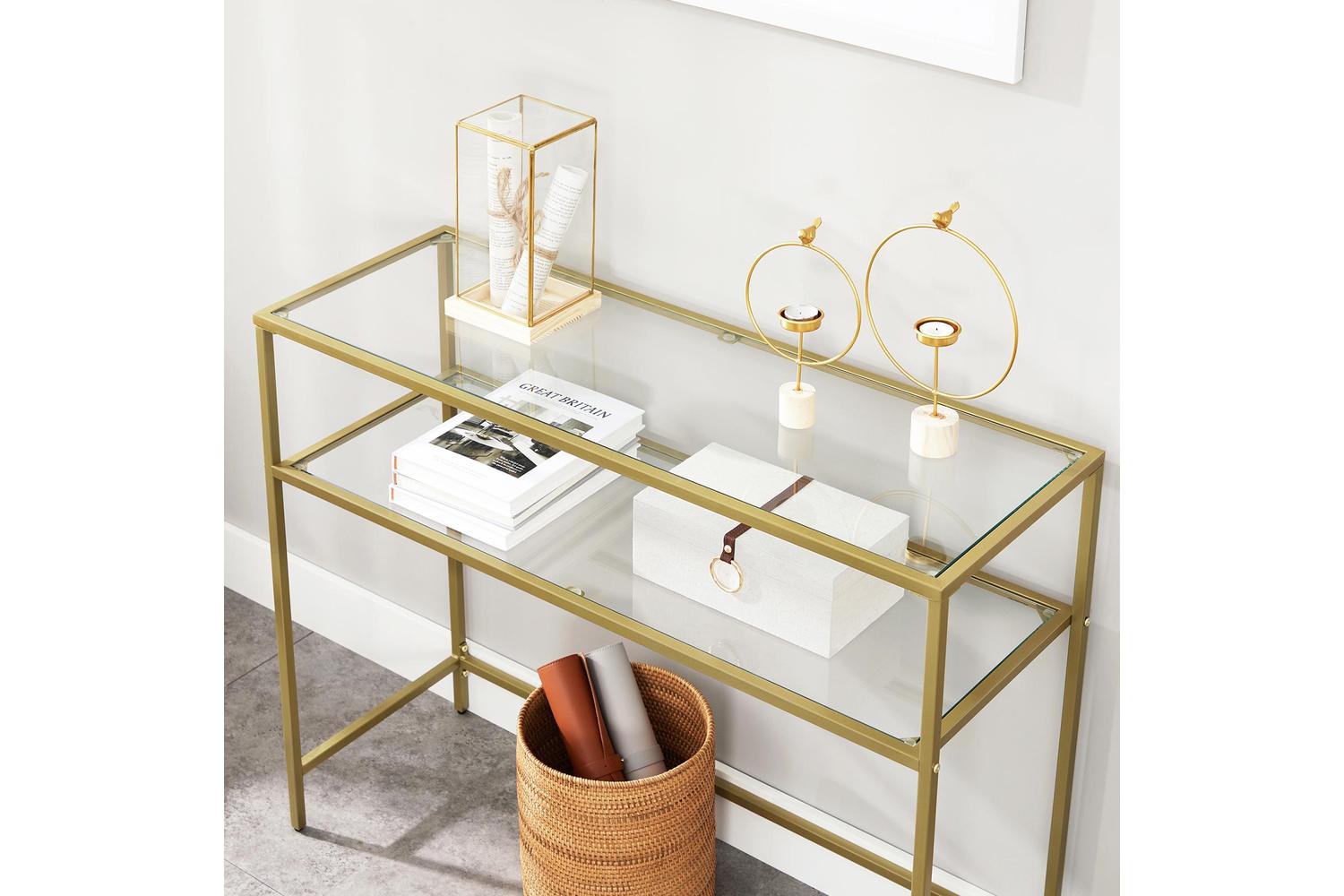 Vasagle Glass Console Sofa Table | Gold-5