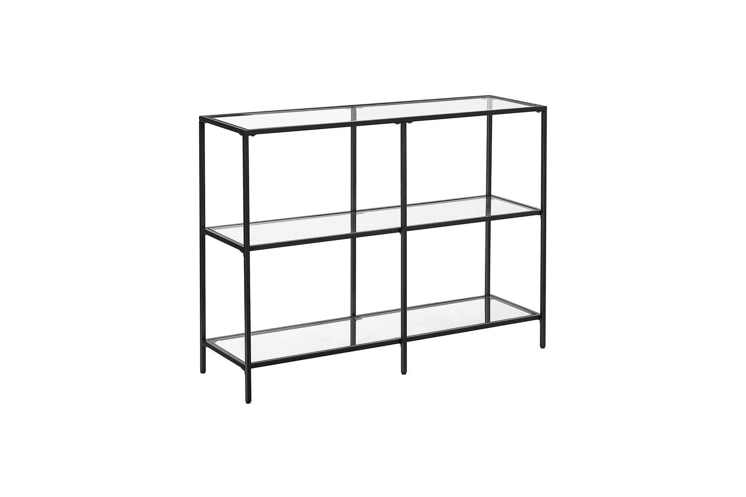 Vasagle Glass Console Table with Shelves | Black-2