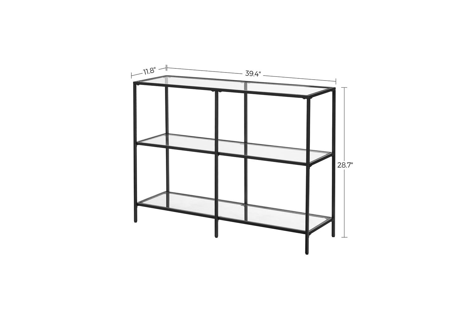 Vasagle Glass Console Table with Shelves | Black-7