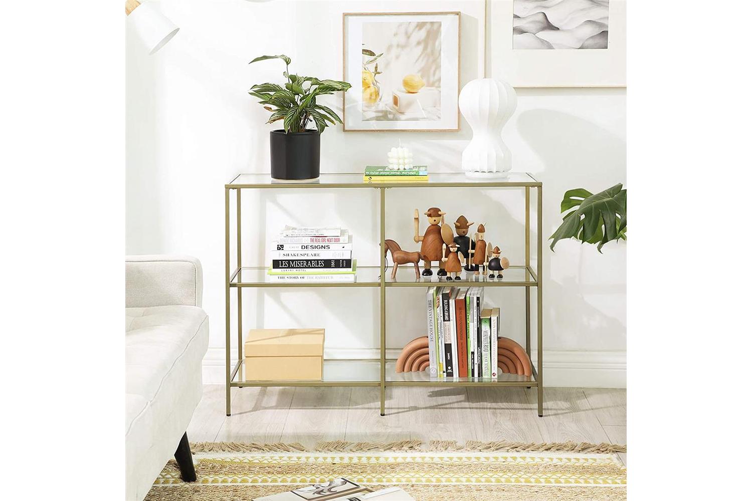 Vasagle Modern Design Glass Console Sofa Table | Golden-3