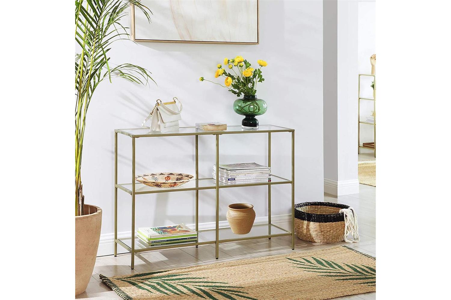 Vasagle Modern Design Glass Console Sofa Table | Golden-4