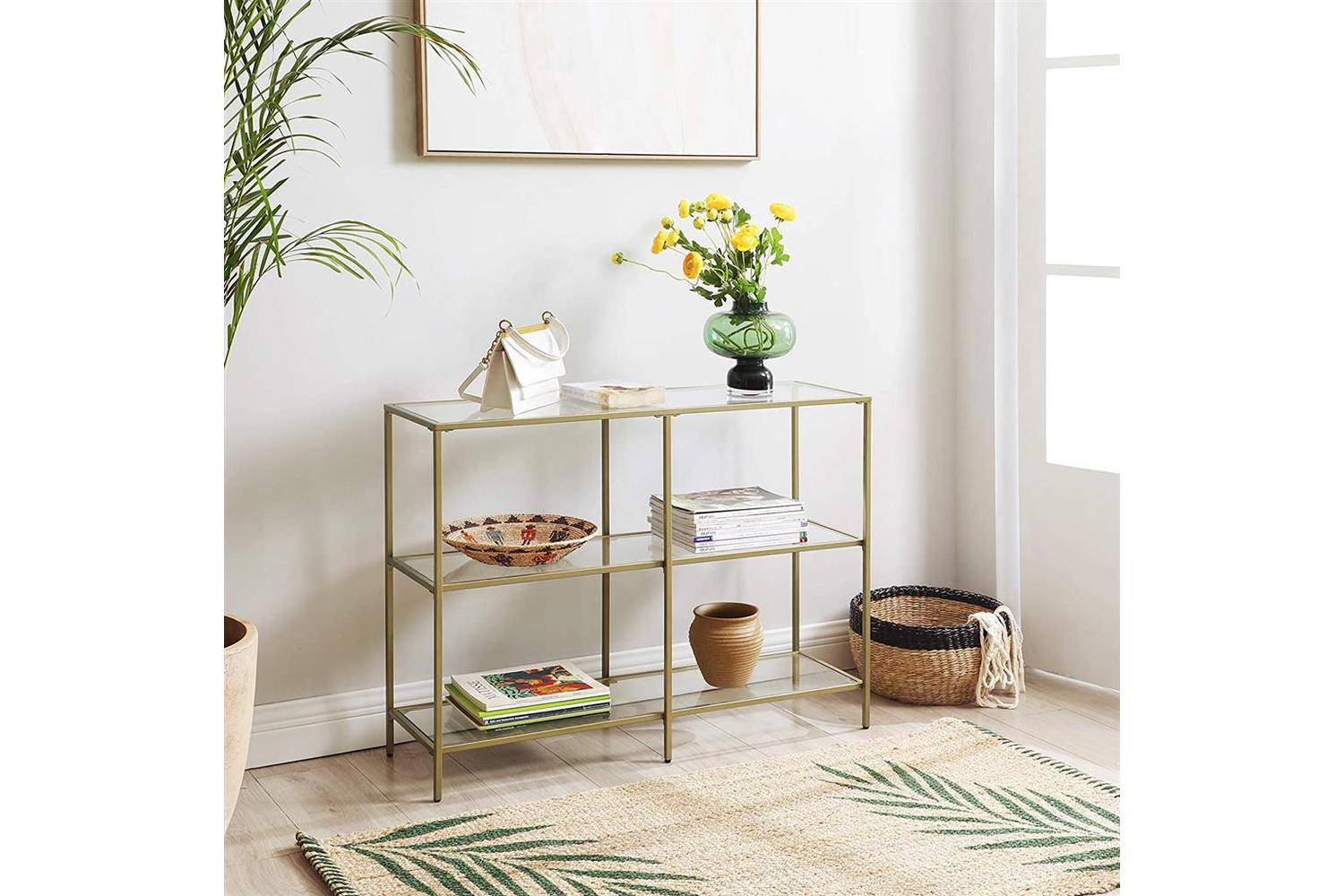 Vasagle Modern Design Glass Console Sofa Table | Golden-5