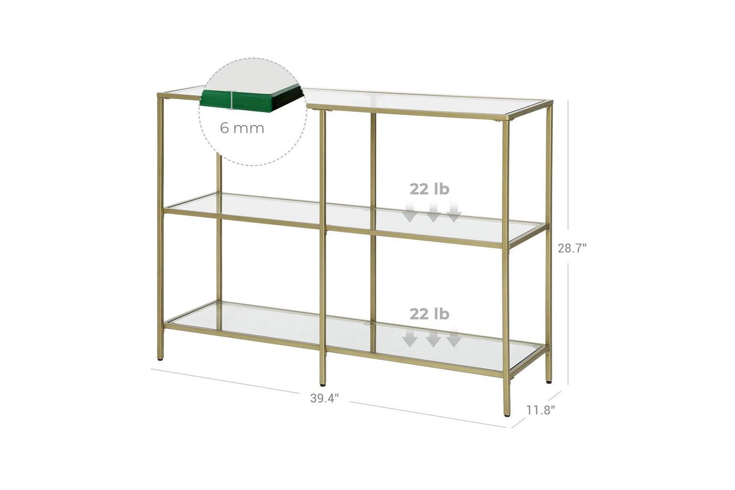 Vasagle Modern Design Glass Console Sofa Table | Golden-7