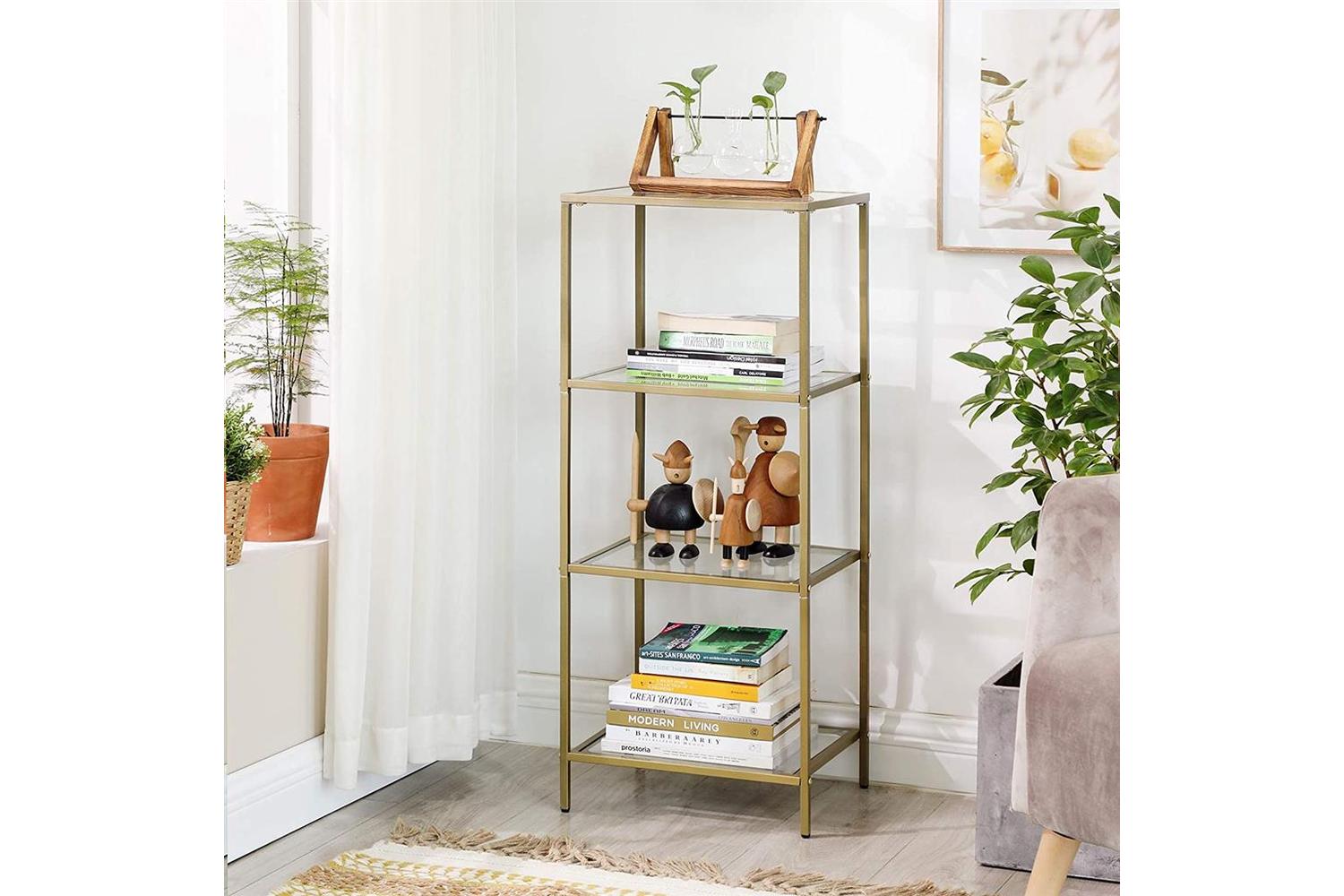 Vasagle Tempered Glass Storage Rack | Golden-4