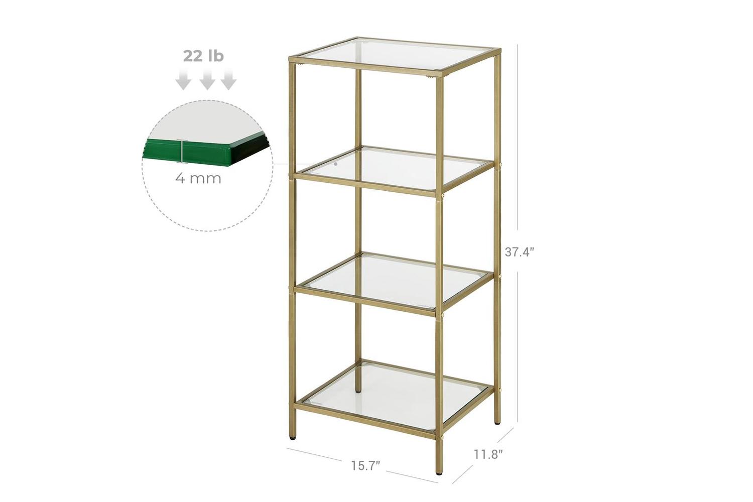 Vasagle Tempered Glass Storage Rack | Golden-7