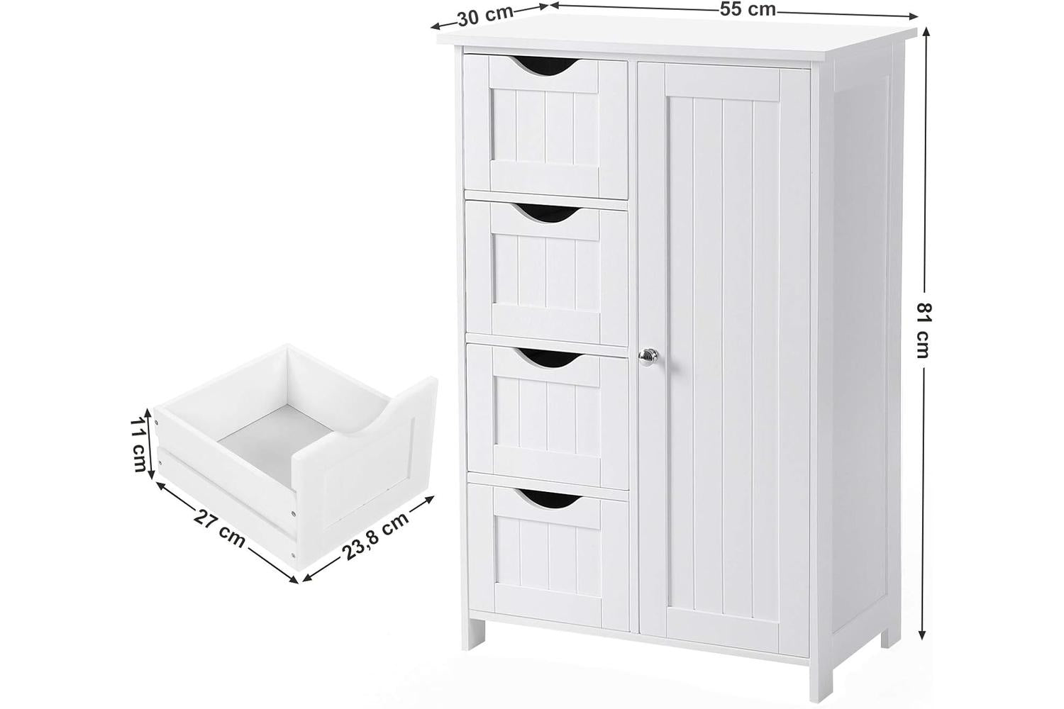 Vasagle Bathroom Storage Cabinet with Drawers | White-2