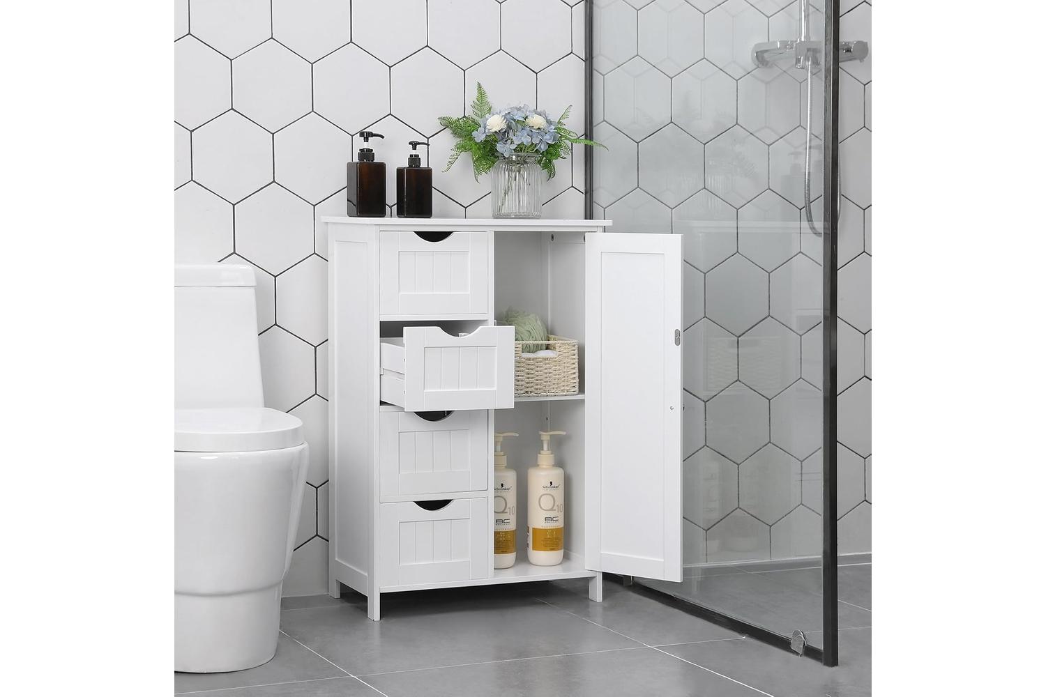 Vasagle Bathroom Storage Cabinet with Drawers | White-4
