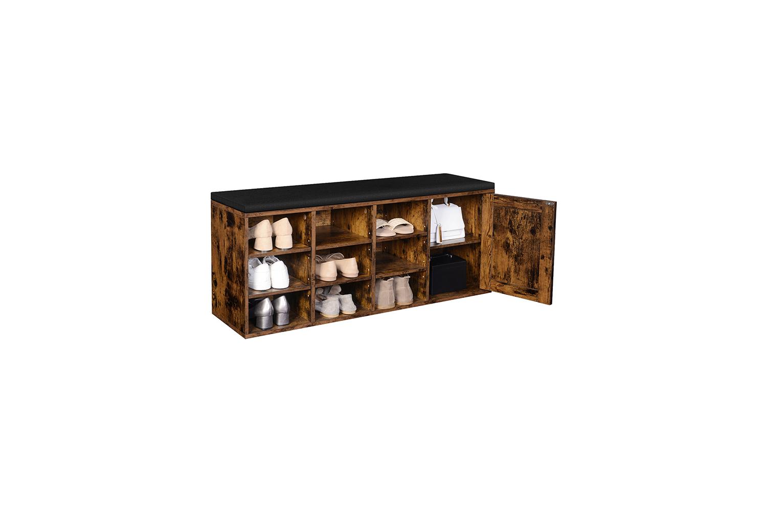 Vasagle Wooden Shoe Bench With Cabinet | Brown-5