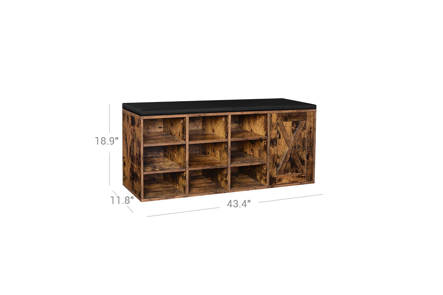 Vasagle Wooden Shoe Bench With Cabinet | Brown-8