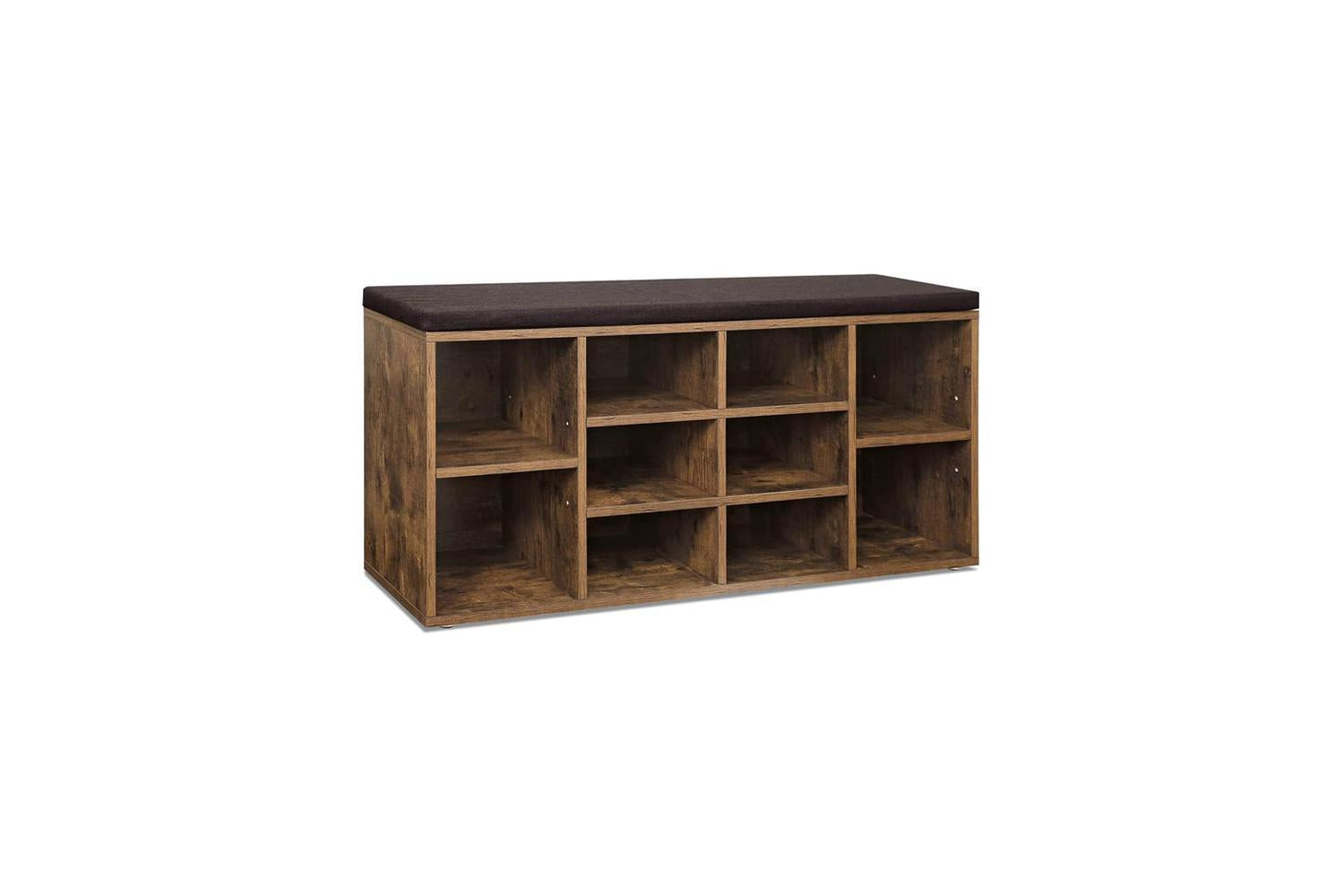Vasagle Wooden Shoe Bench With Cushion | Brown