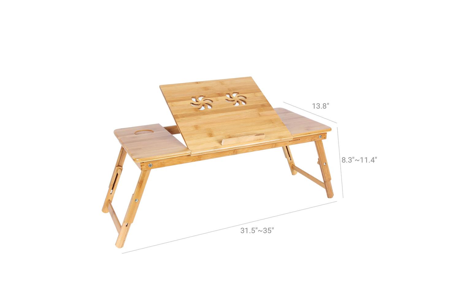 Songmics Tilting Top Laptop Desk | Natural Bamboo-6