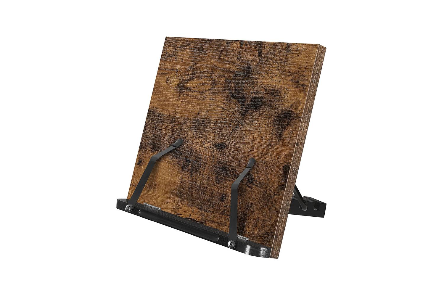 Songmics Brown Foldable Book Holder with Clips | Rustic Brown-2
