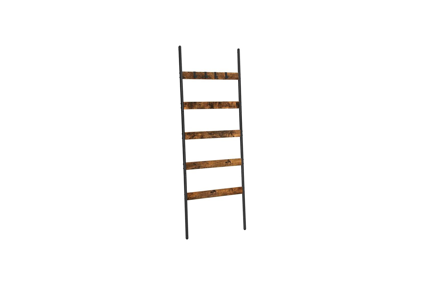 Vasagle 5-Tier Blanket Ladder Shelf | Rustic Brown and Black-2