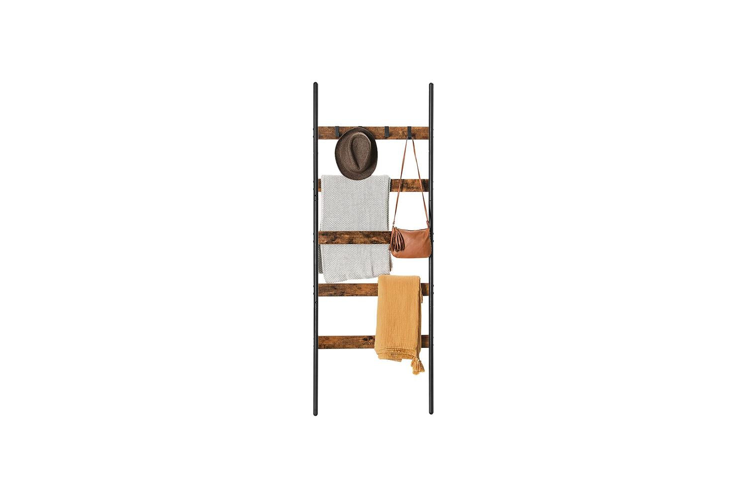 Vasagle 5-Tier Blanket Ladder Shelf | Rustic Brown and Black-5
