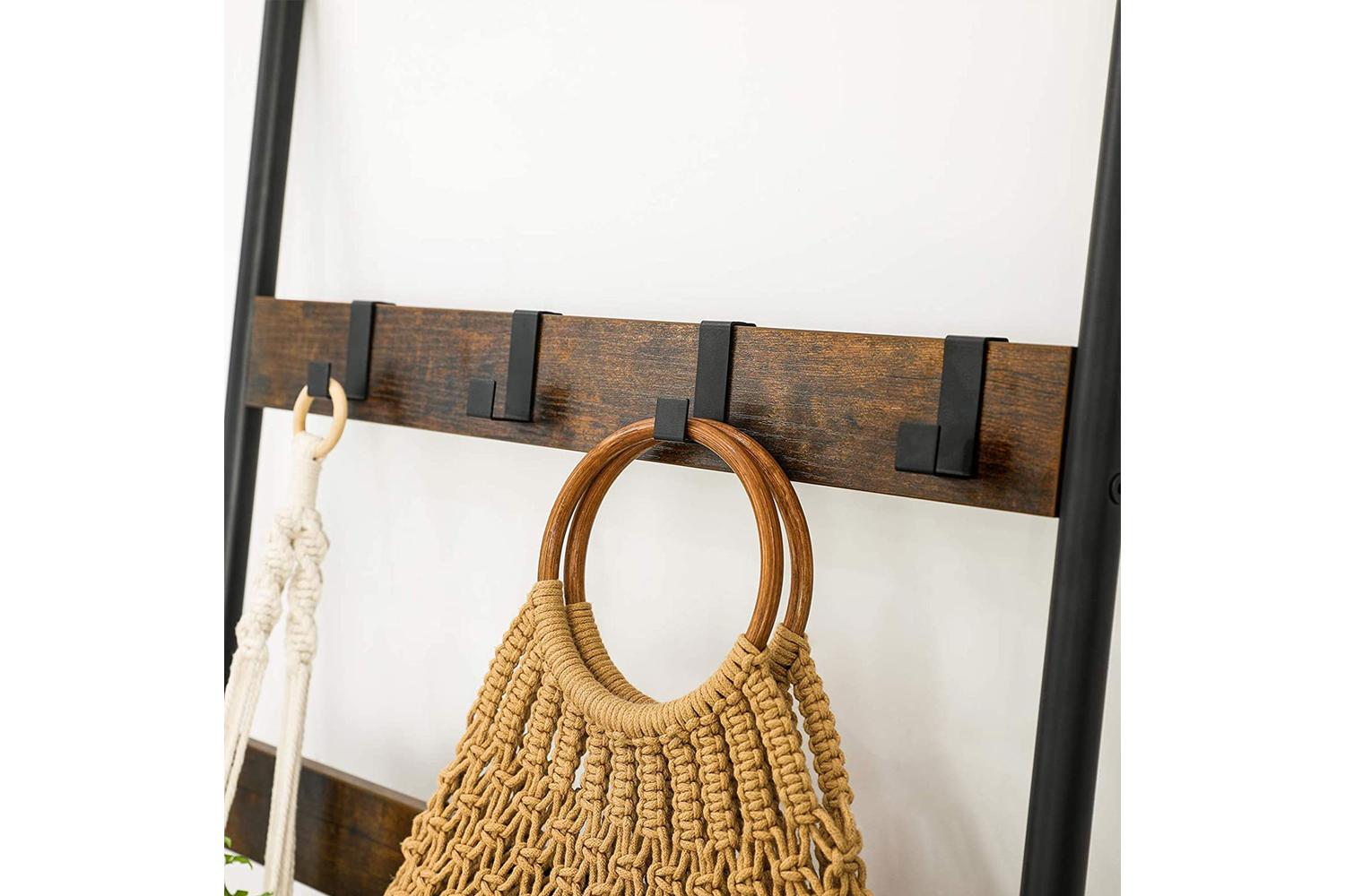 Vasagle 5-Tier Blanket Ladder Shelf | Rustic Brown and Black-7