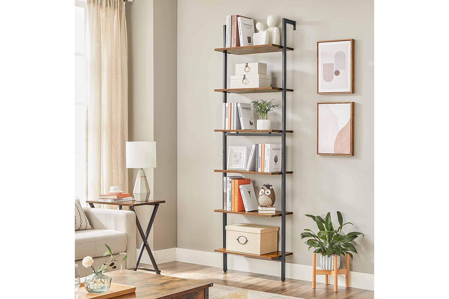 Vasagle Ladder Shelves | 6 Shelves | Rustic Natural/Black-3