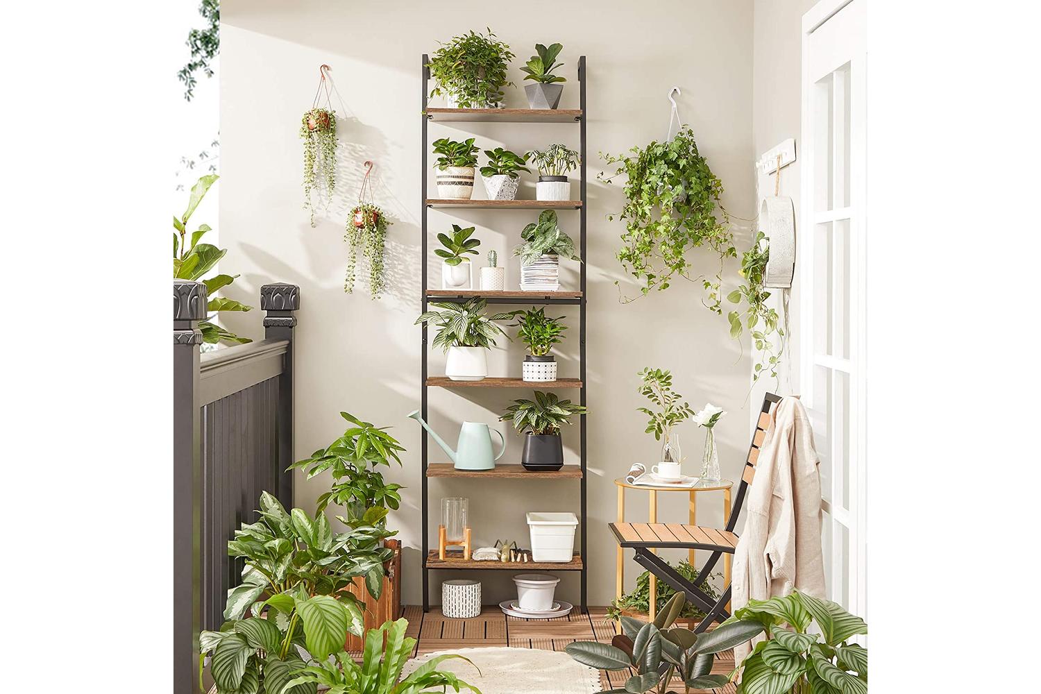 Vasagle Ladder Shelves | 6 Shelves | Rustic Natural/Black-5