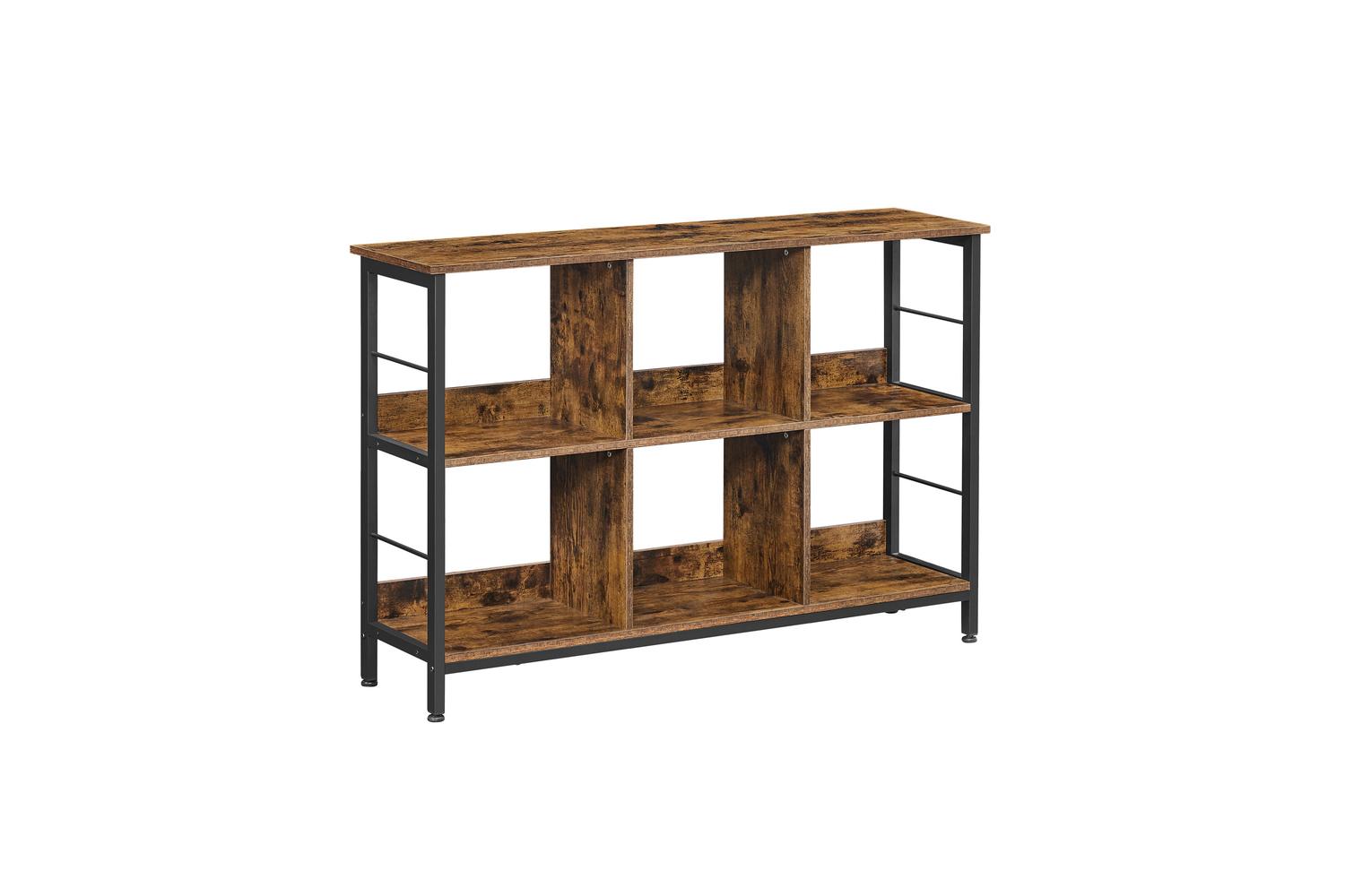 Vasagle Industrial Multi-functional Storage Bookshelf | Rustic Brown & Black-2