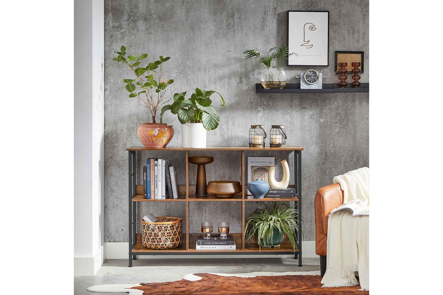Vasagle Industrial Multi-functional Storage Bookshelf | Rustic Brown & Black-3