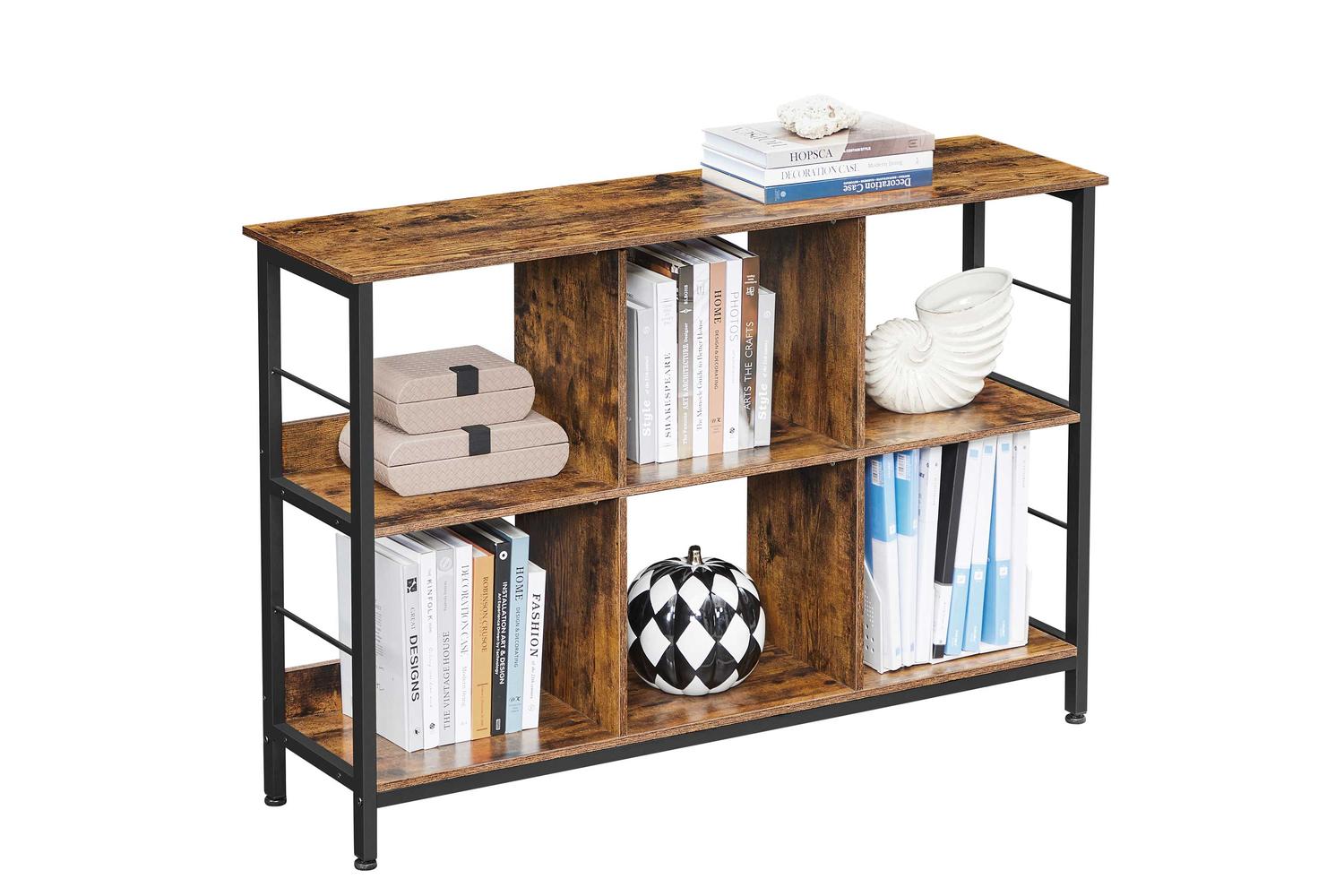 Vasagle Industrial Multi-functional Storage Bookshelf | Rustic Brown & Black-7