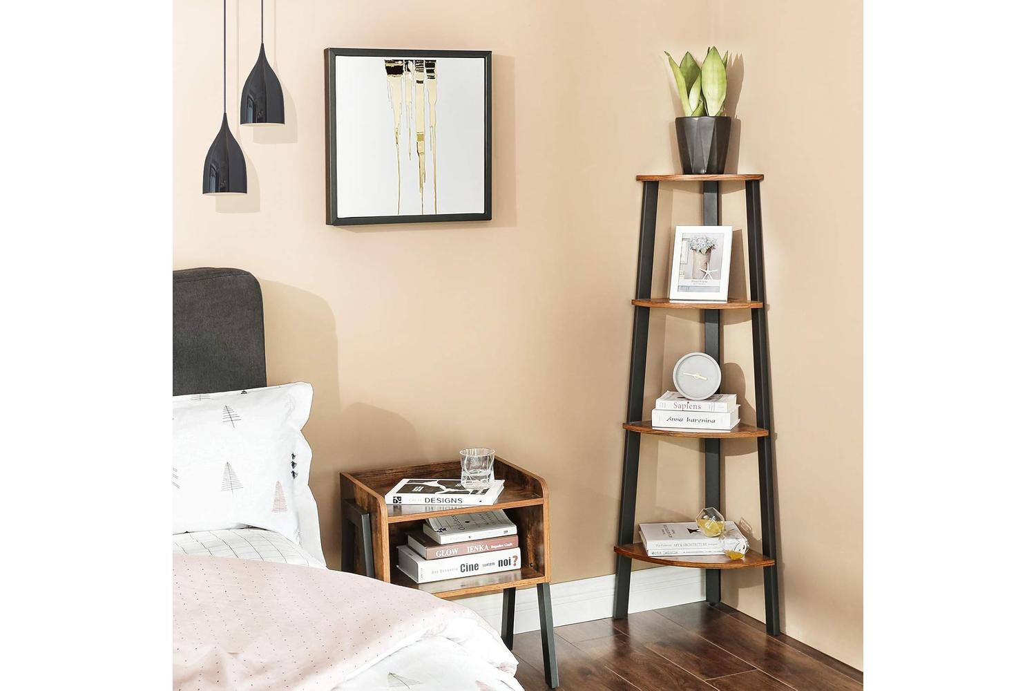 Vasagle  Industrial 4-Tier Corner Storage Shelf | Rustic Brown-2