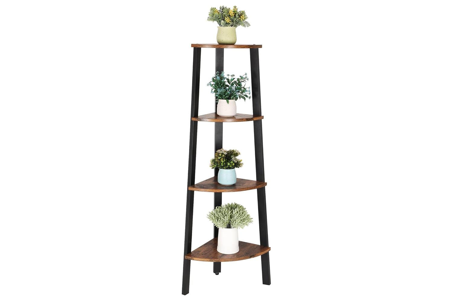 Vasagle  Industrial 4-Tier Corner Storage Shelf | Rustic Brown-4