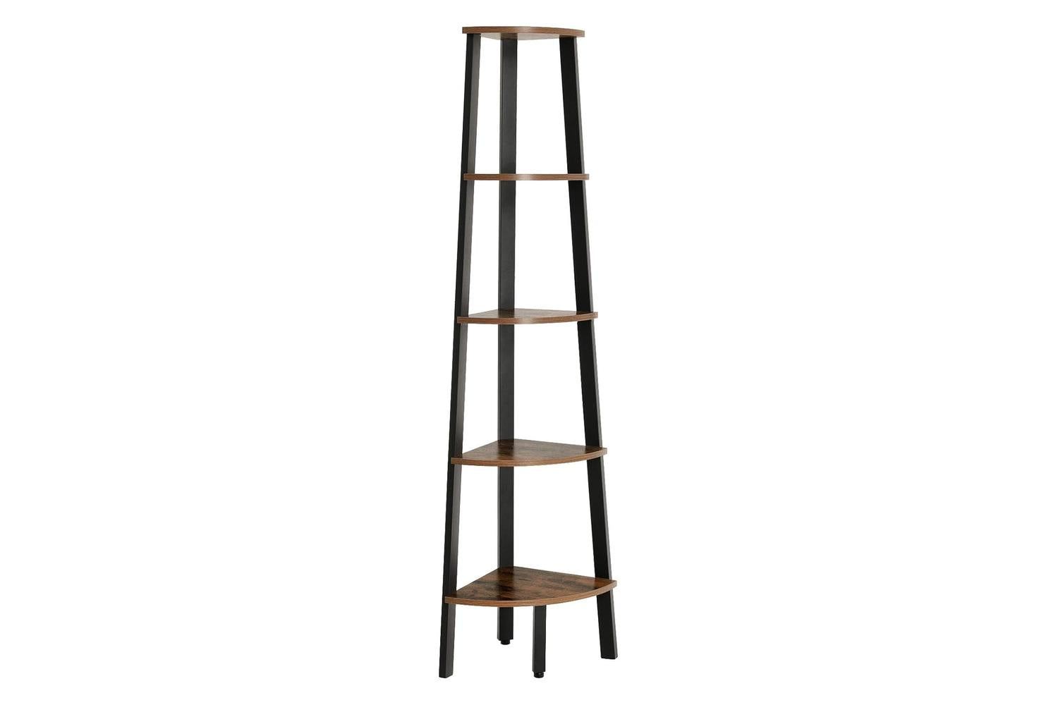Vasagle Industrial 5-Tier Floor Standing Corner Shelf | Rustic Brown