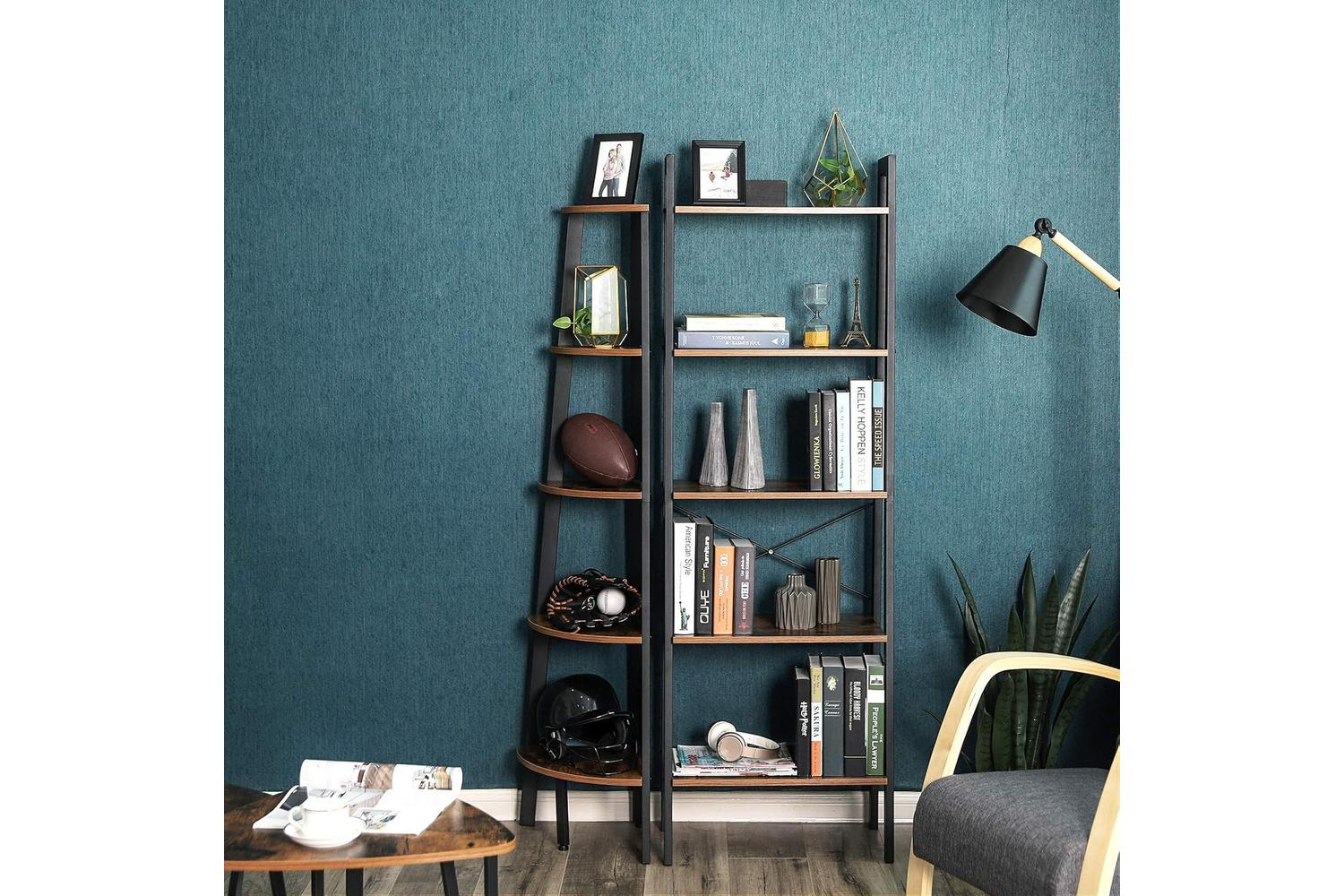 Vasagle Industrial 5-Tier Floor Standing Corner Shelf | Rustic Brown-4