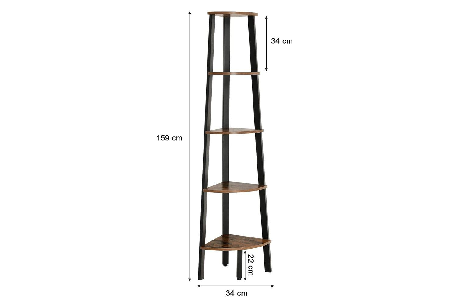 Vasagle Industrial 5-Tier Floor Standing Corner Shelf | Rustic Brown-6
