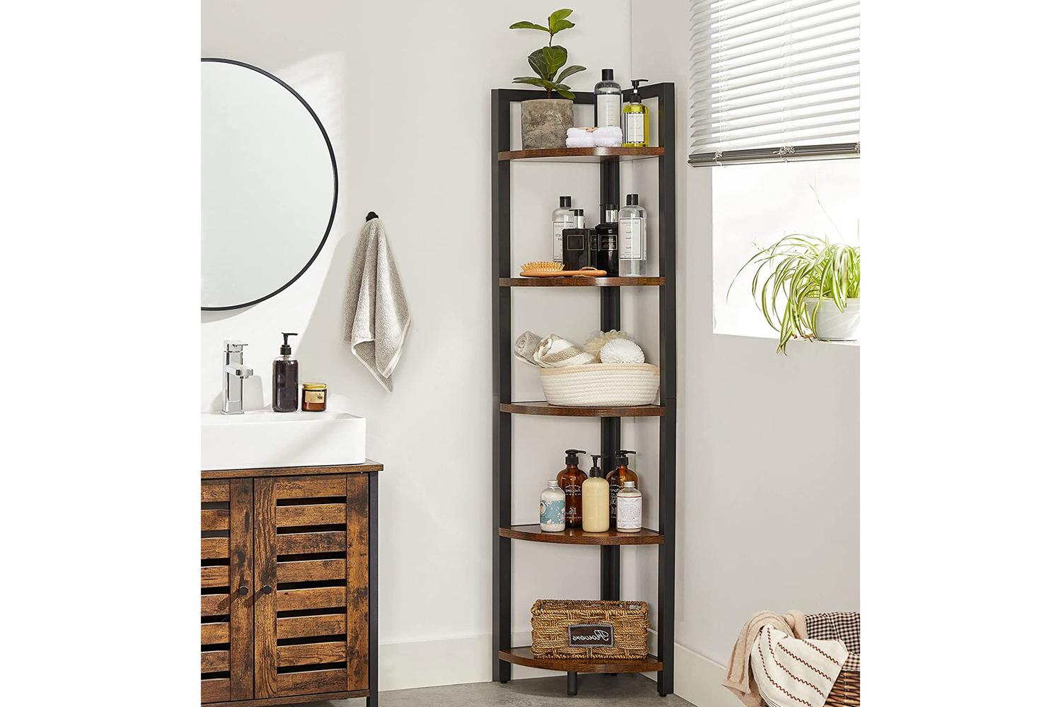 Vasagle  5 Tier Corner Bookshelf | Rustic Brown & Black-5