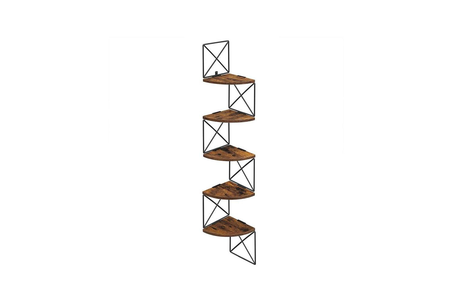 Vasagle 5-tier Corner Shelf | Rustic Brown & Black-2
