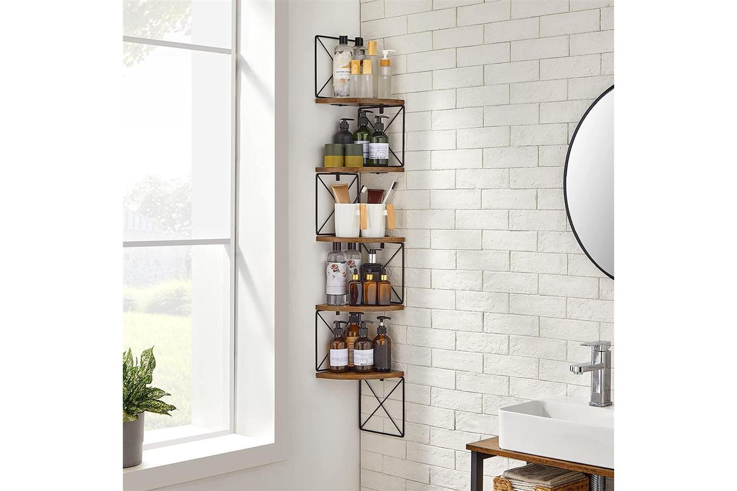 Vasagle 5-tier Corner Shelf | Rustic Brown & Black-3