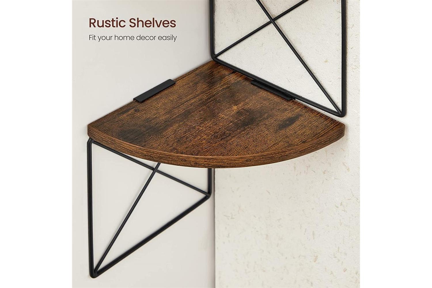 Vasagle 5-tier Corner Shelf | Rustic Brown & Black-4