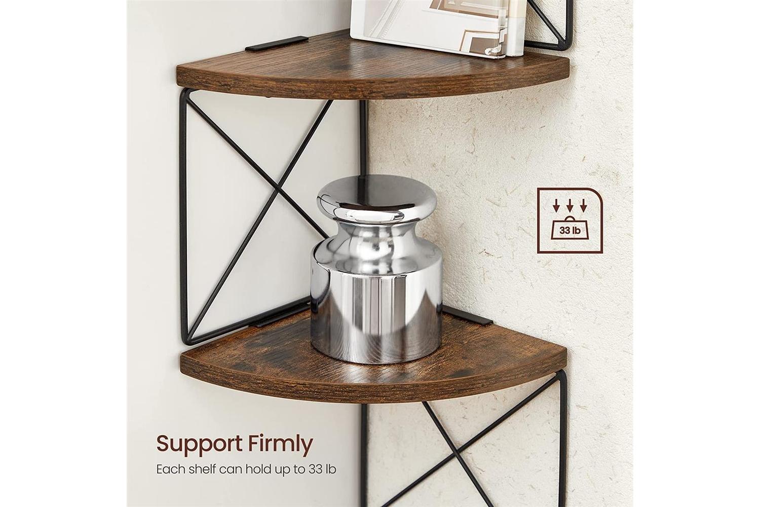 Vasagle 5-tier Corner Shelf | Rustic Brown & Black-5