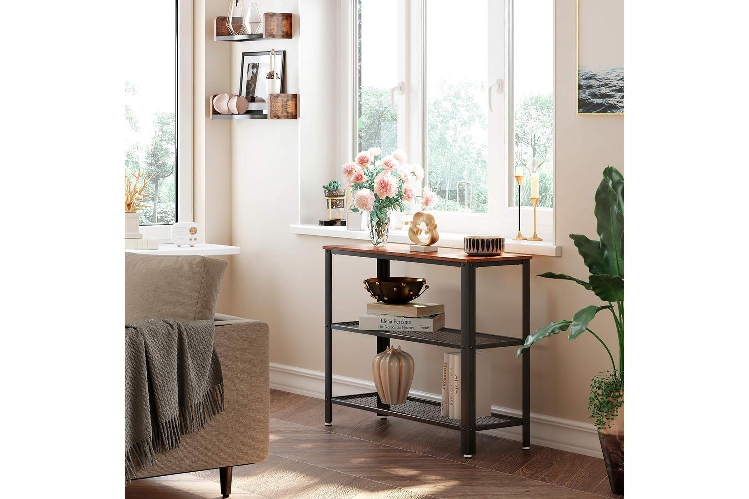 Vasagle Industrial Console Table with 2 Shelves | Rustic Brown-3