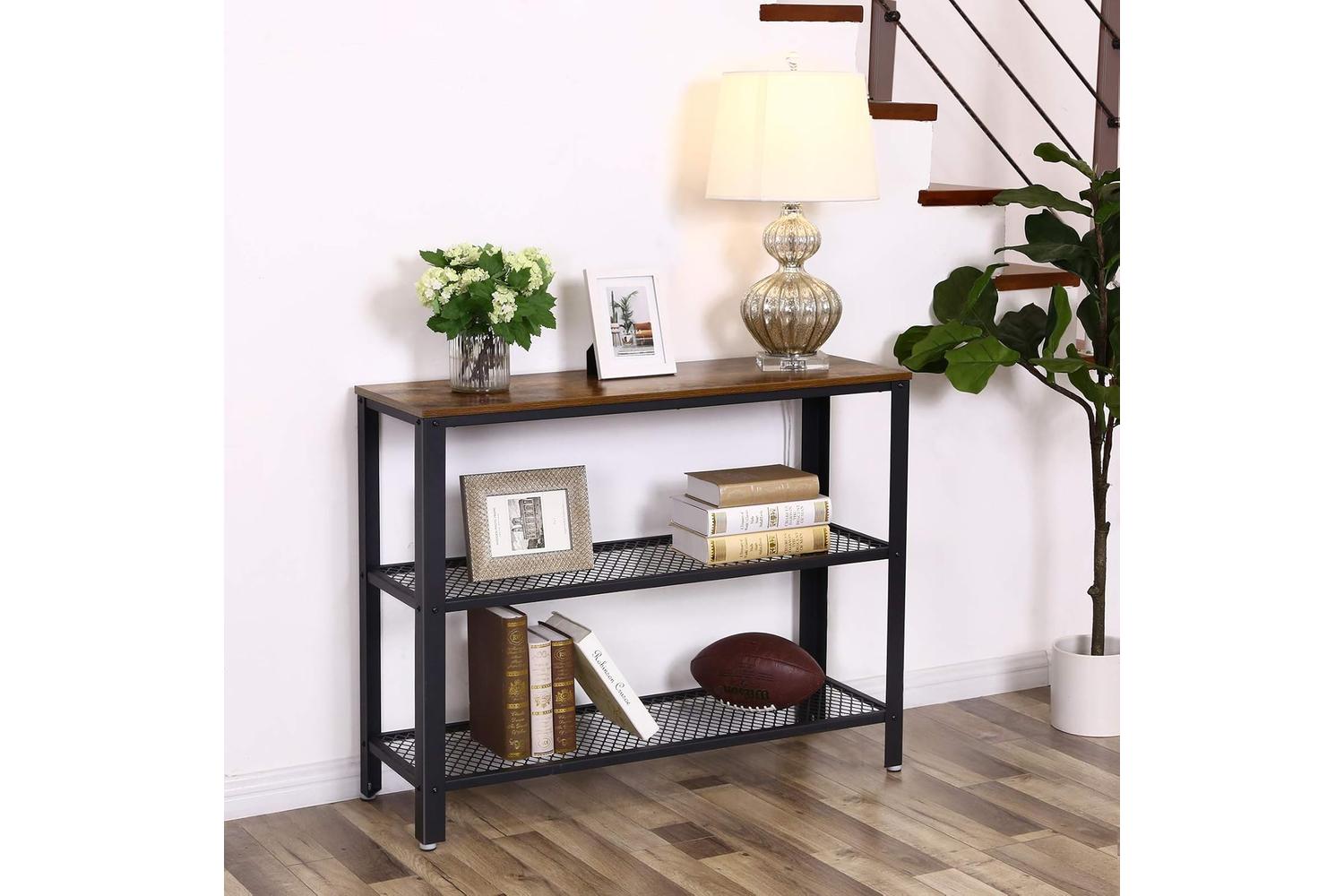 Vasagle Industrial Console Table with 2 Shelves | Rustic Brown-4