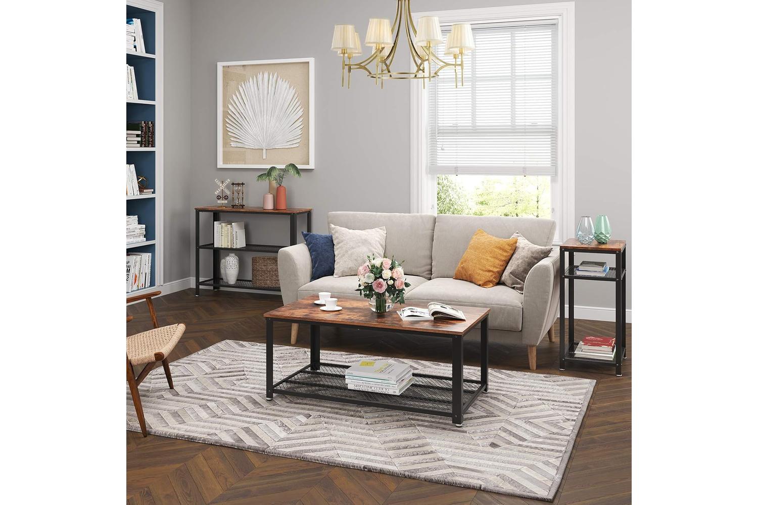 Vasagle Industrial Console Table with 2 Shelves | Rustic Brown-5