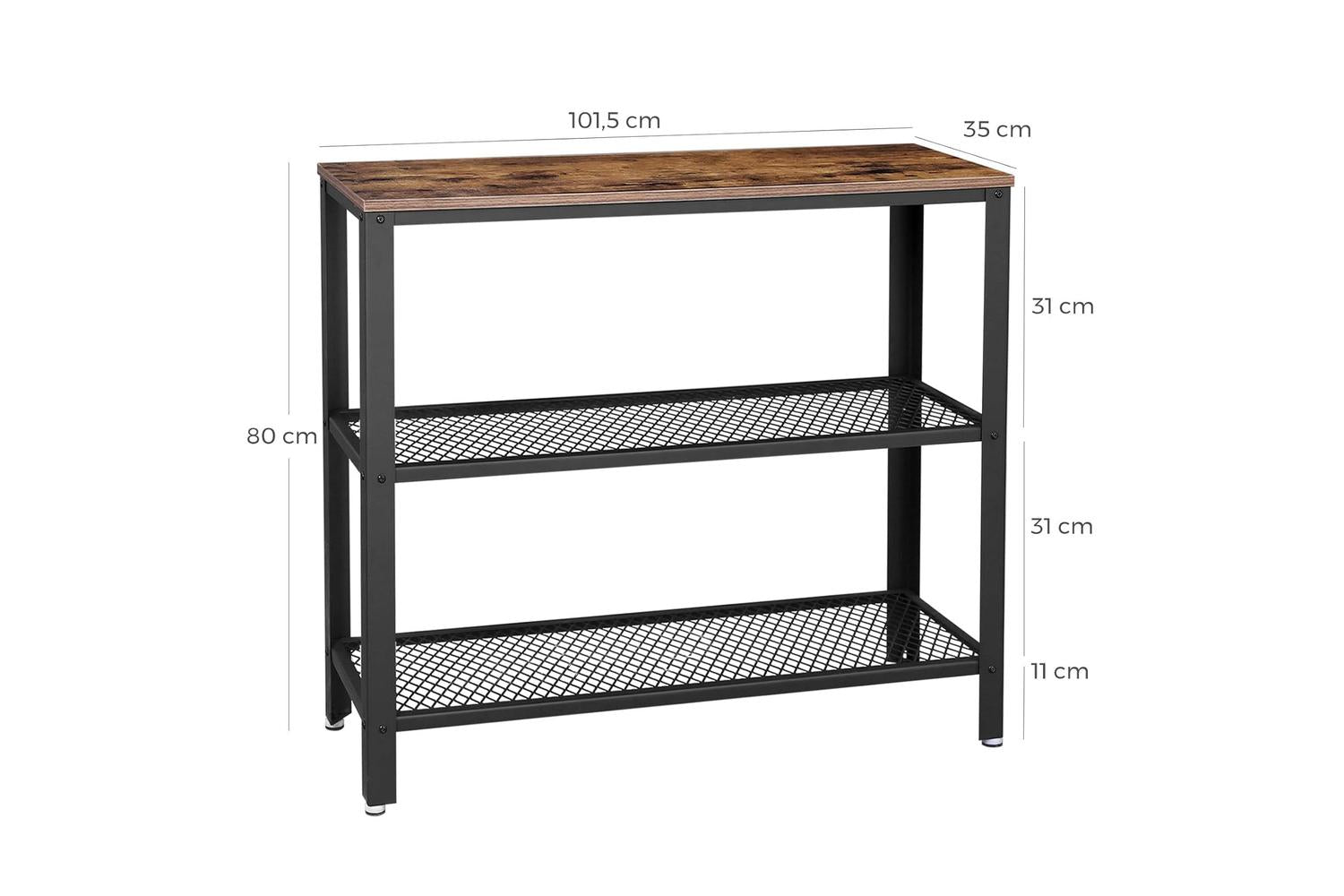 Vasagle Industrial Console Table with 2 Shelves | Rustic Brown-6