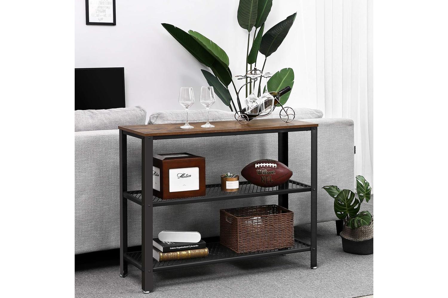 Vasagle Industrial Console Table with 2 Shelves | Rustic Brown-7