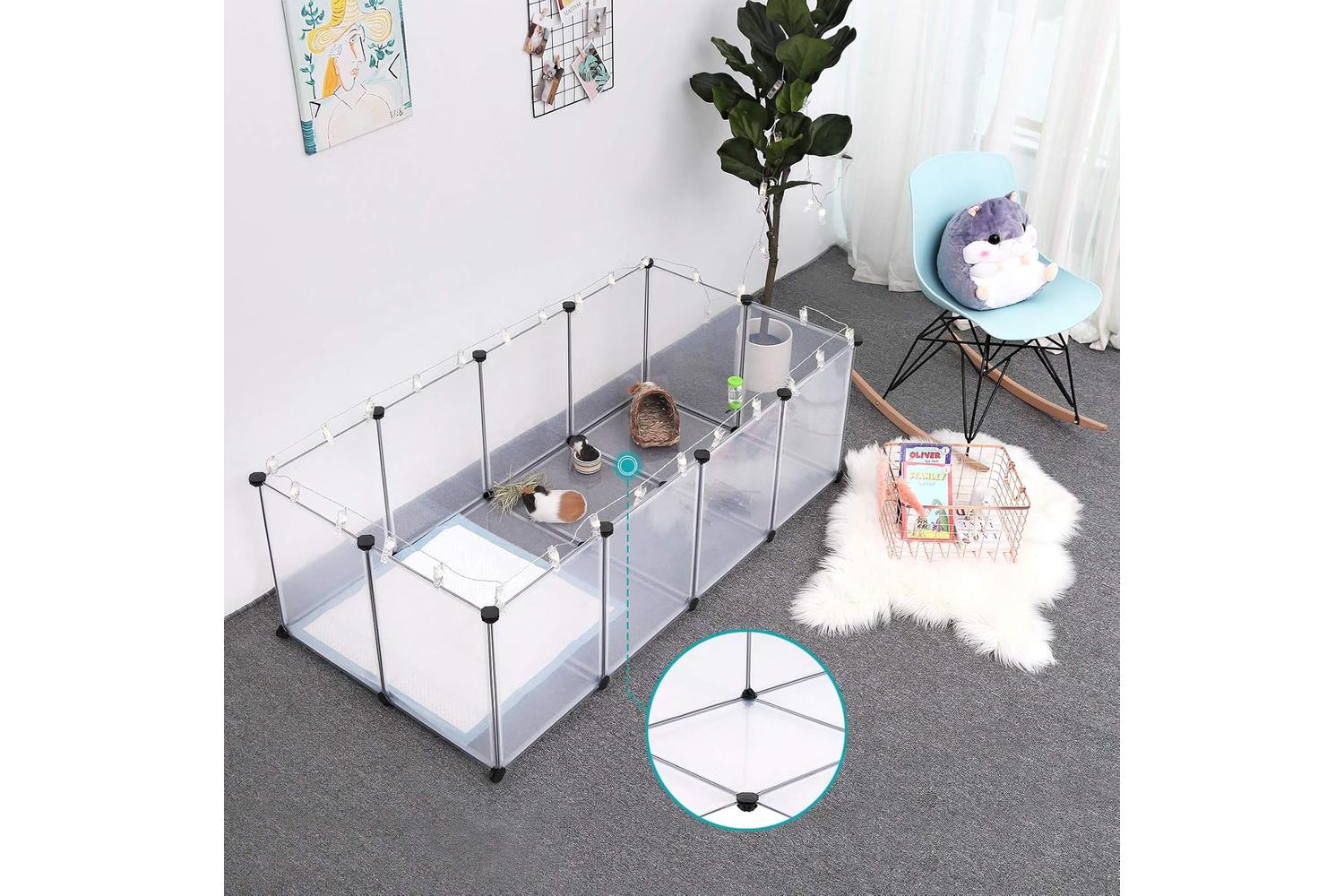 Songmics Small Animals Pet Playpen | Transparent-2