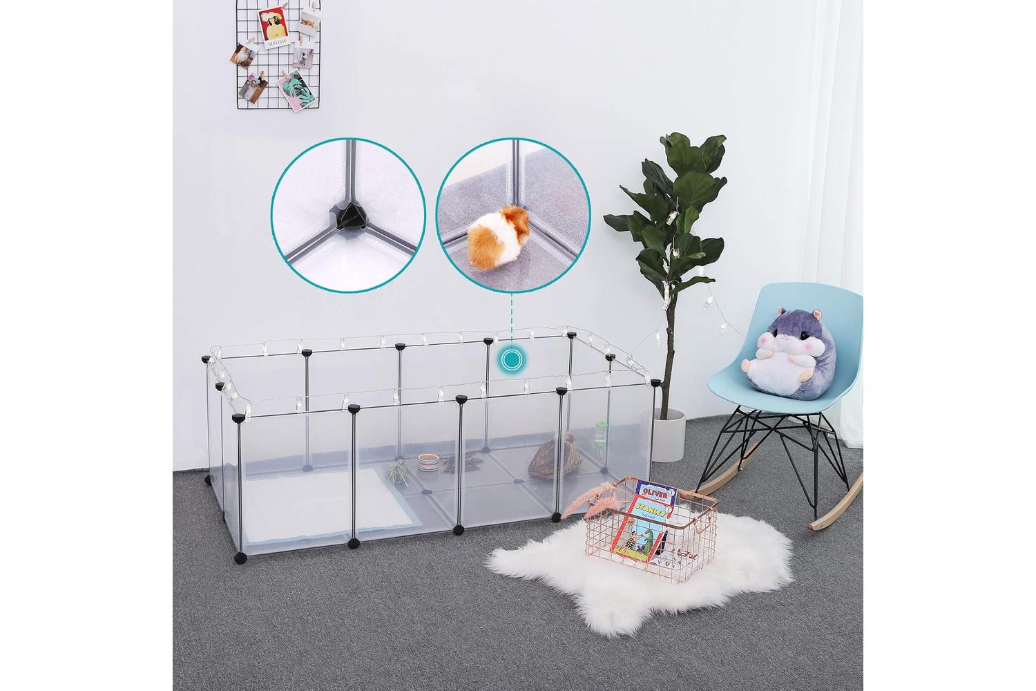 Songmics Small Animals Pet Playpen | Transparent-3