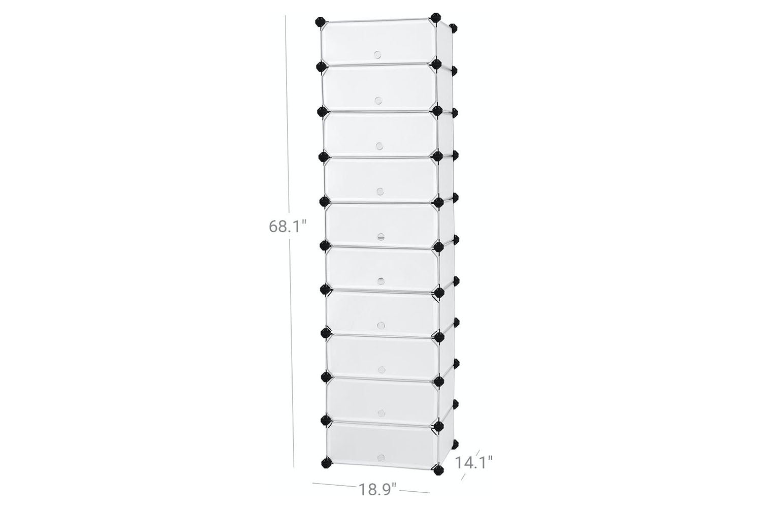 Songmics 10 Cubes Shoe Rack | White & Semitransparent-3