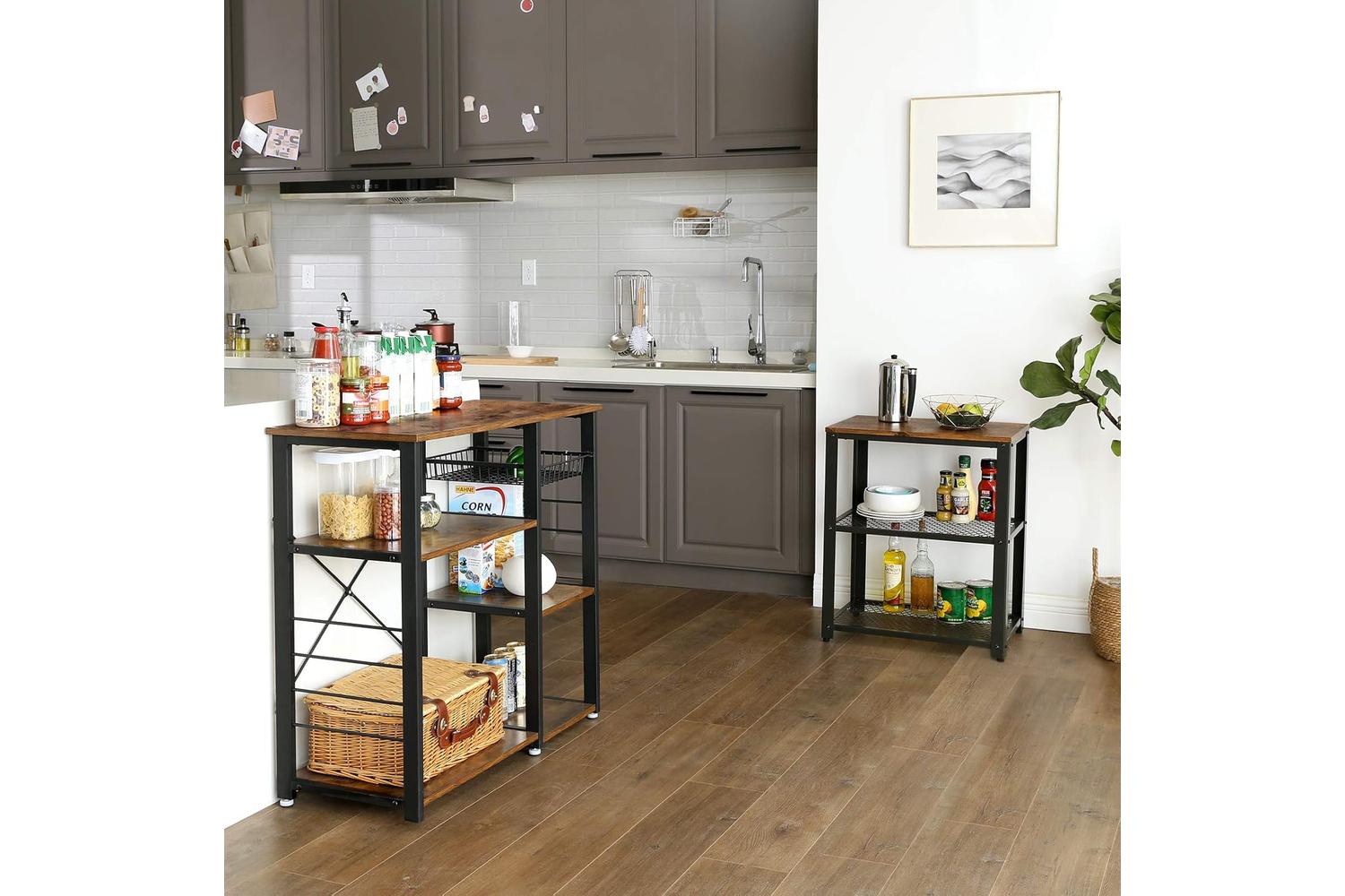 Vasagle Industrial Serving Cart with Shelve | Rustic  Brown-3