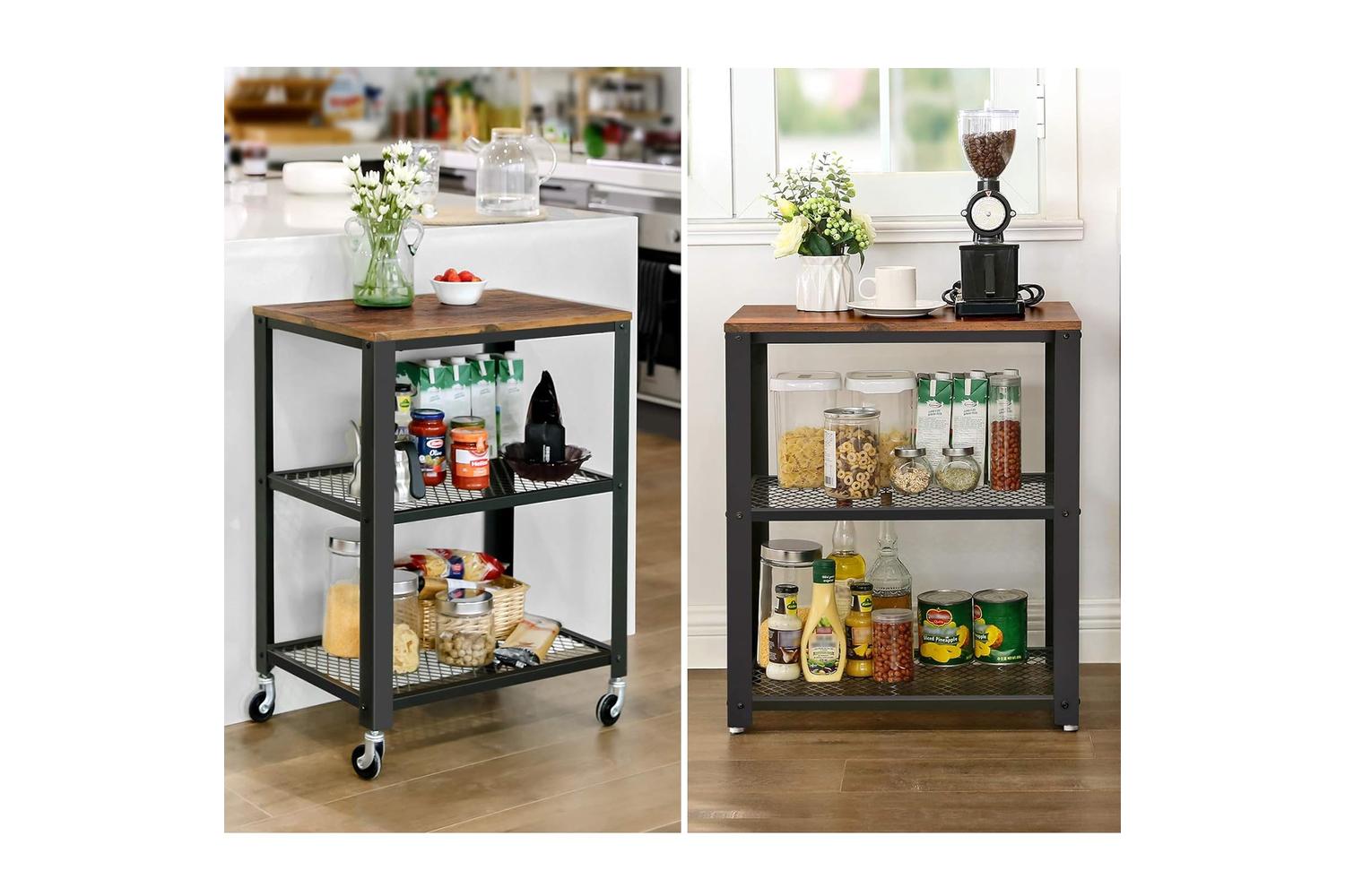Vasagle Industrial Serving Cart with Shelve | Rustic  Brown-4