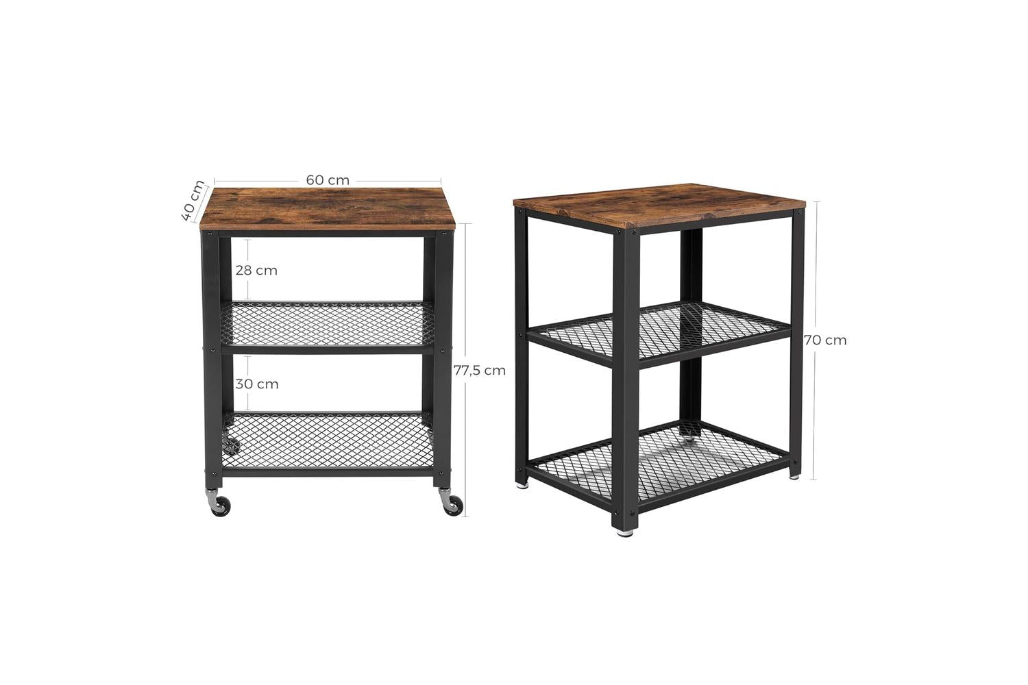 Vasagle Industrial Serving Cart with Shelve | Rustic  Brown-6