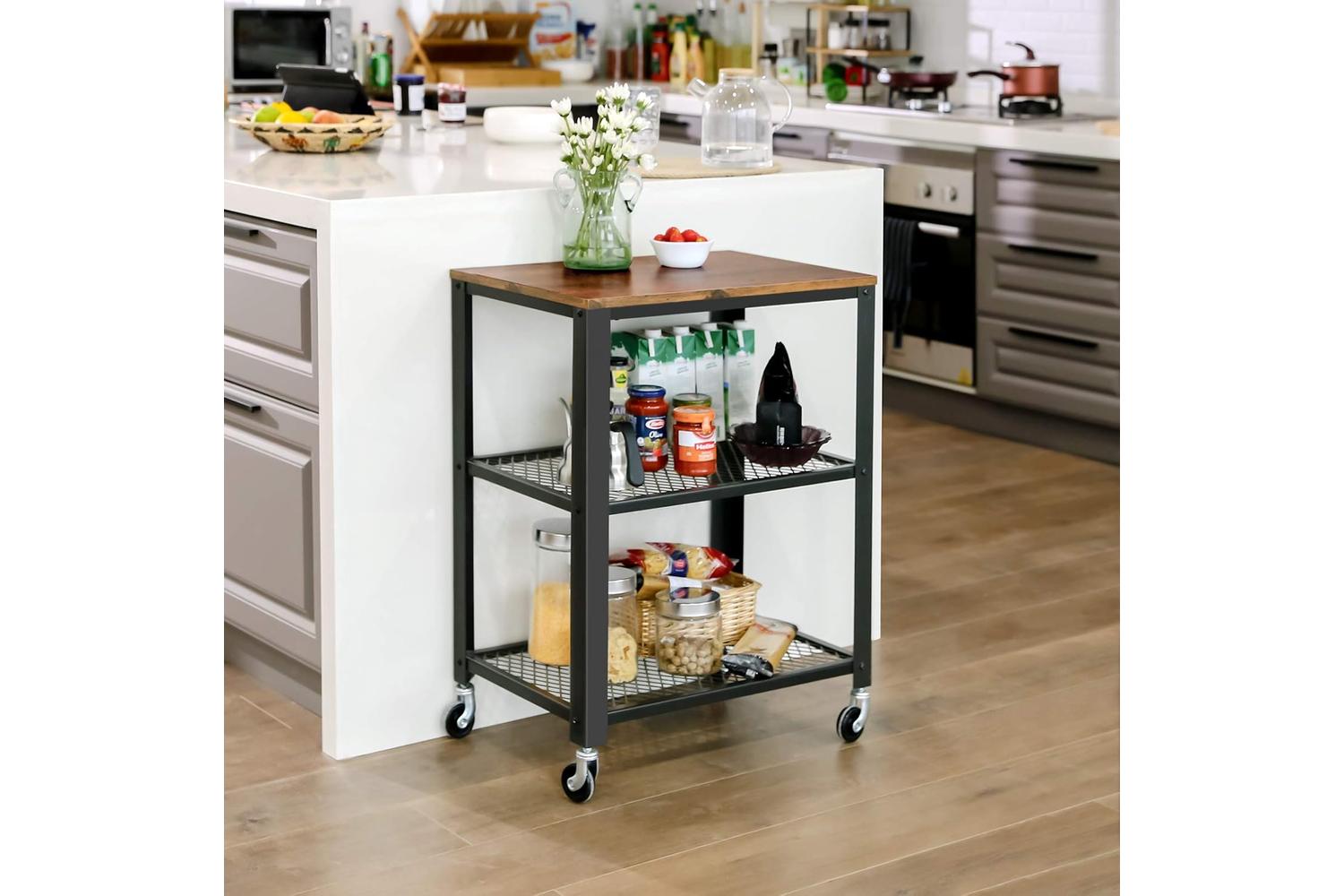 Vasagle Industrial Serving Cart with Shelve | Rustic  Brown-7
