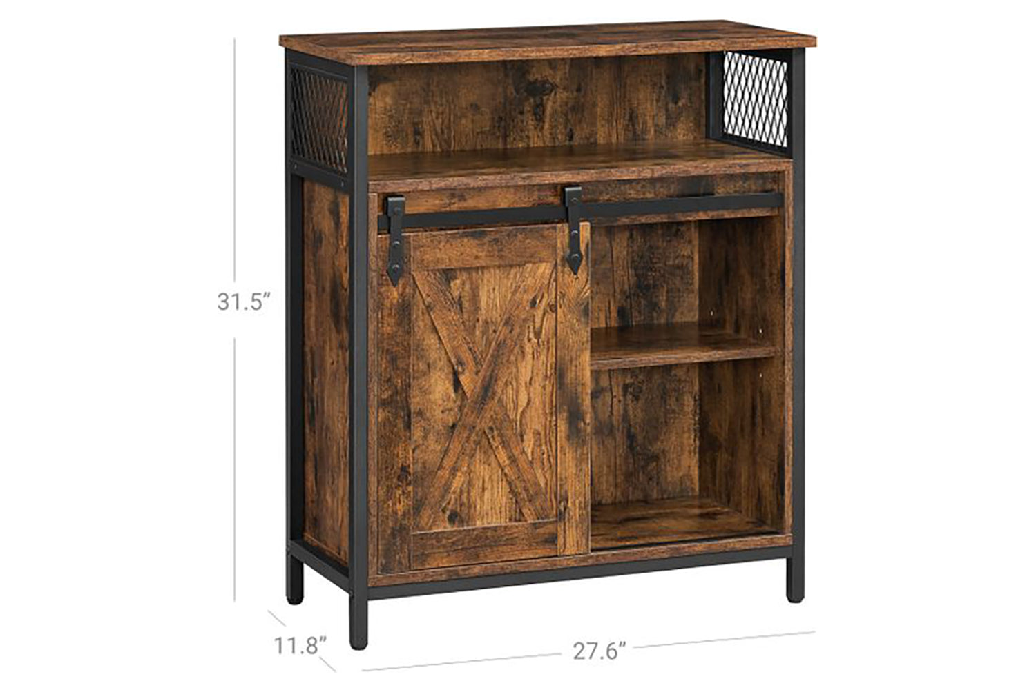 Vasagle Storage Sideboard with Barn Door | Rustic Brown & Black-4