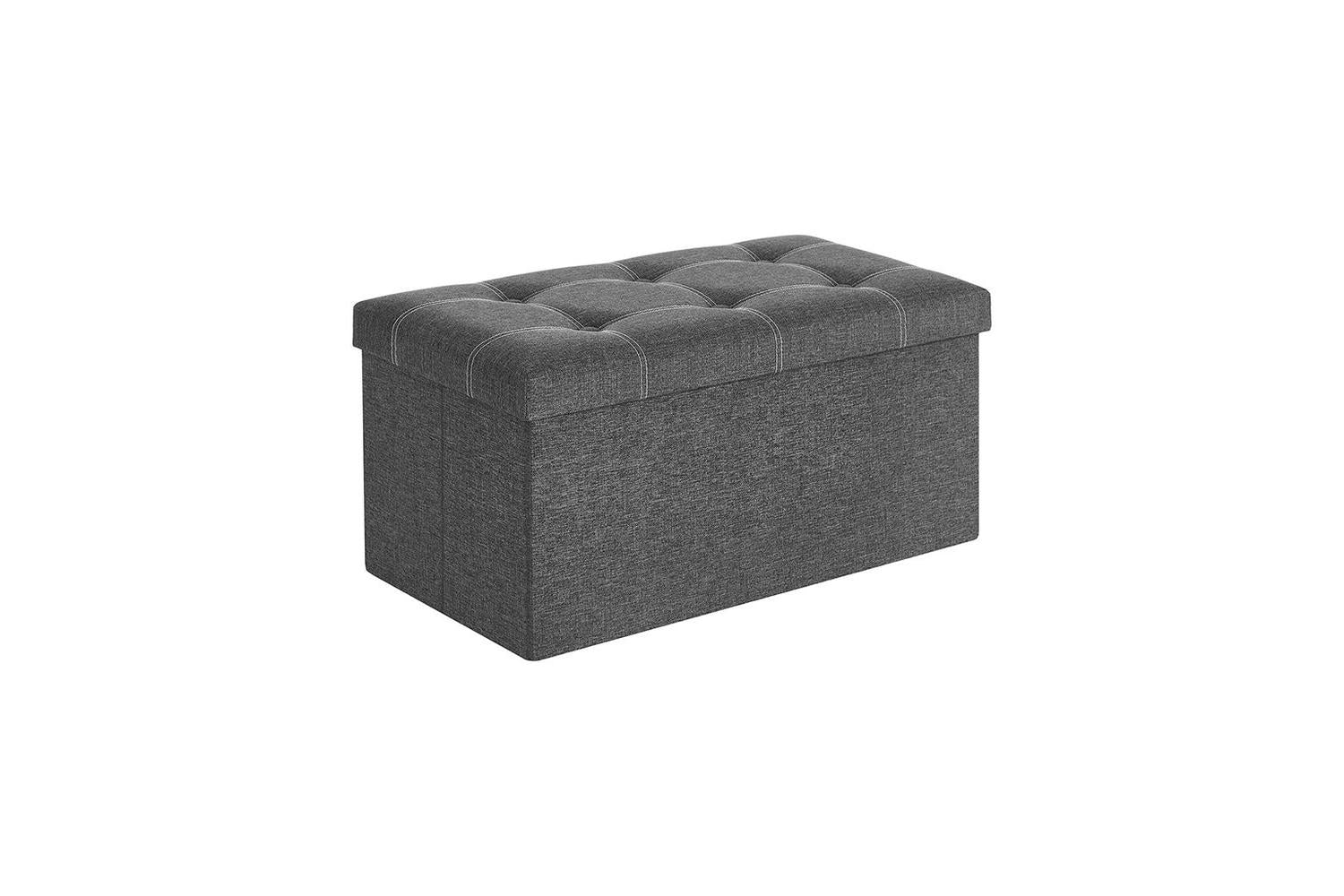 Songmics Foldable Storage Ottoman Bench | Dark Gray-2