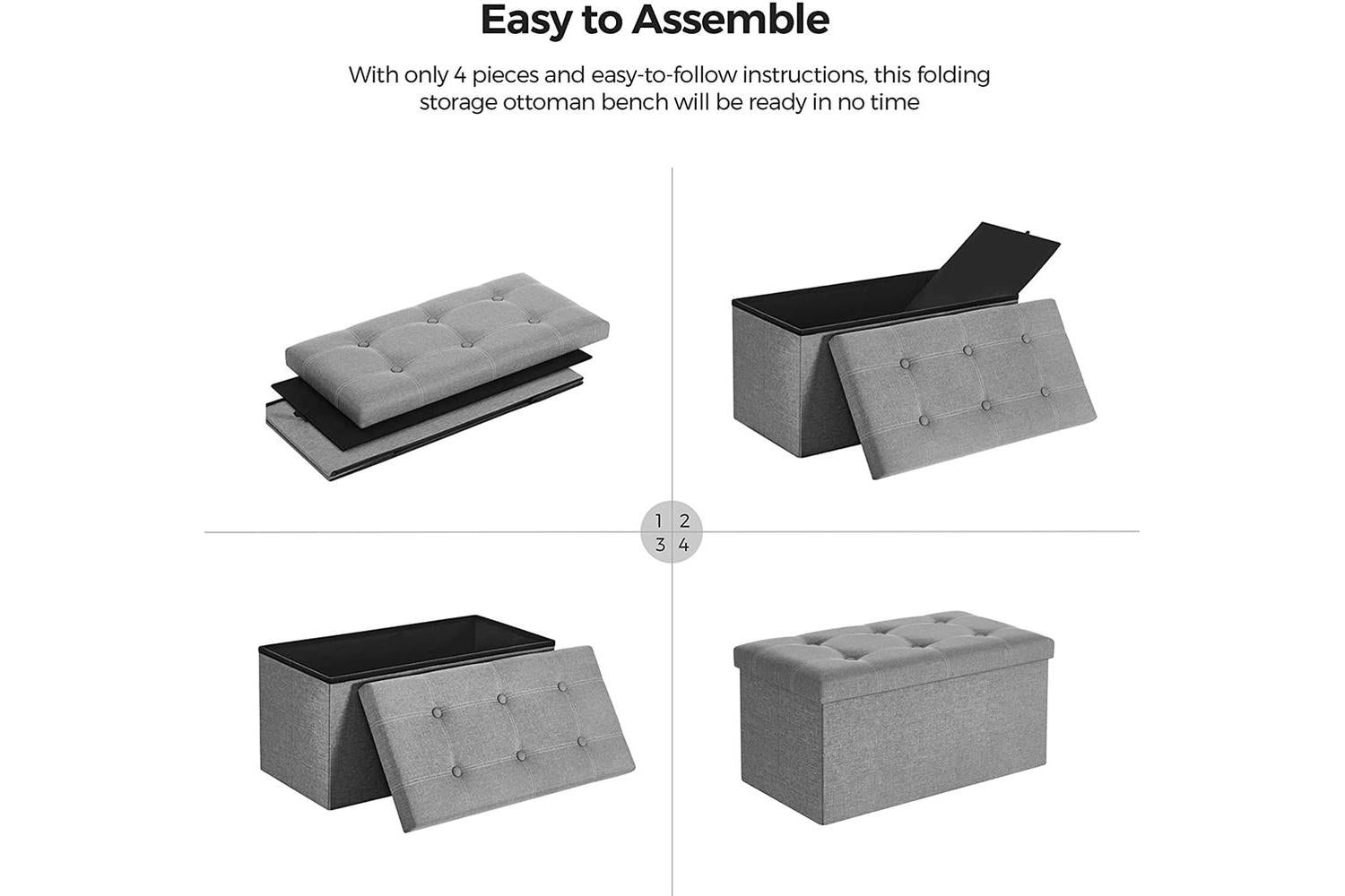 Songmics 21 Gal Folding Chest | Light Gray-6