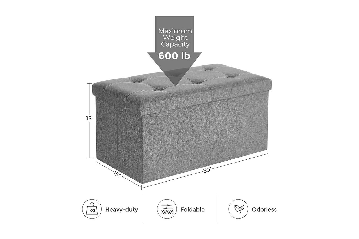 Songmics 21 Gal Folding Chest | Light Gray-8
